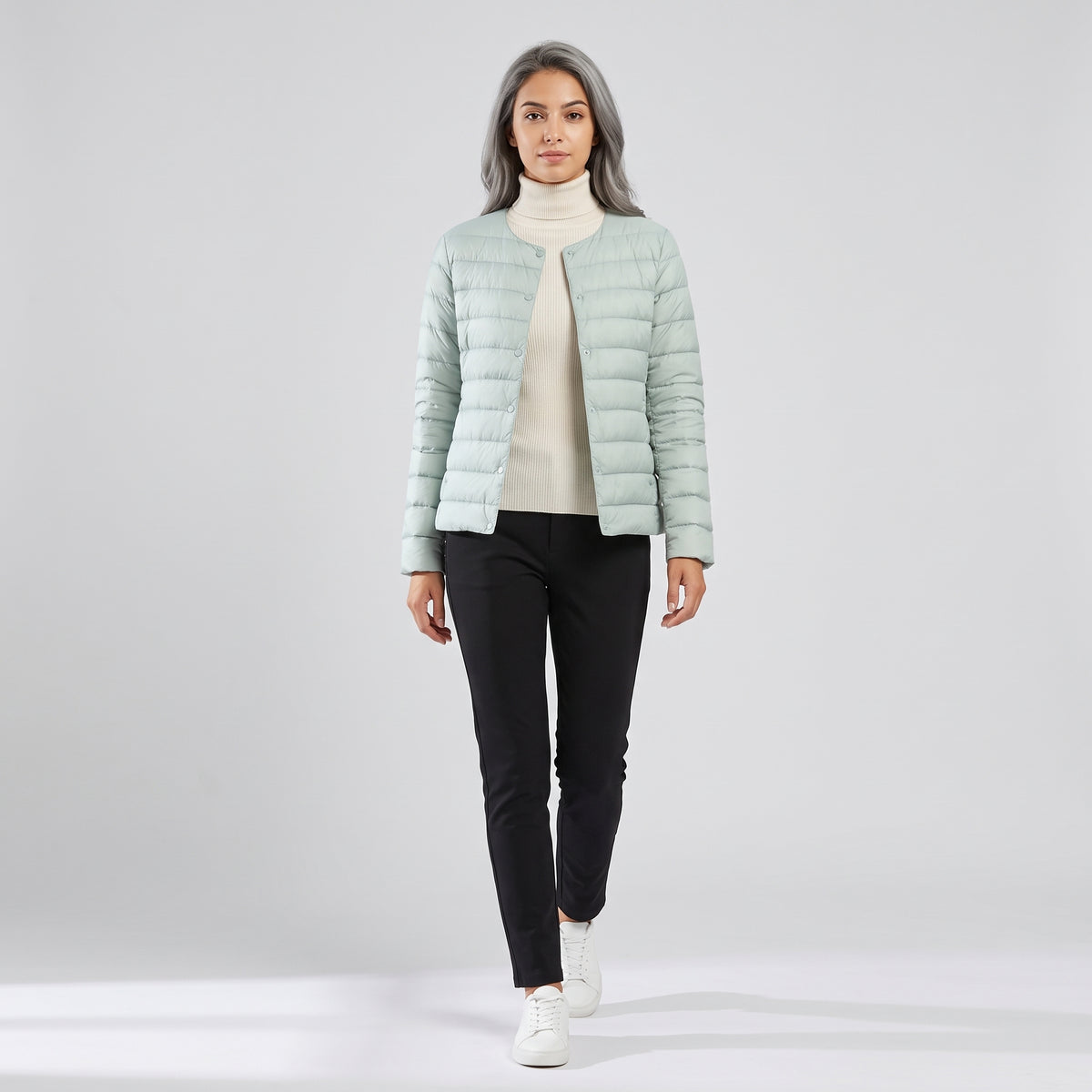Damen Leichte Steppjacke ohne Kapuze – Regular Fit — Mint