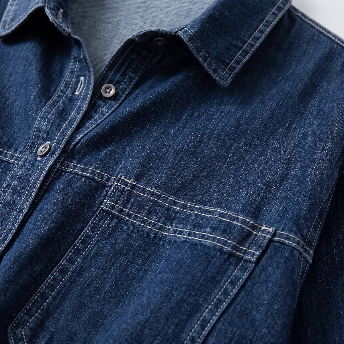 Damen Oversize Jeansbluse aus Baumwoll-Denim – Relaxed Fit — Dunkelblau