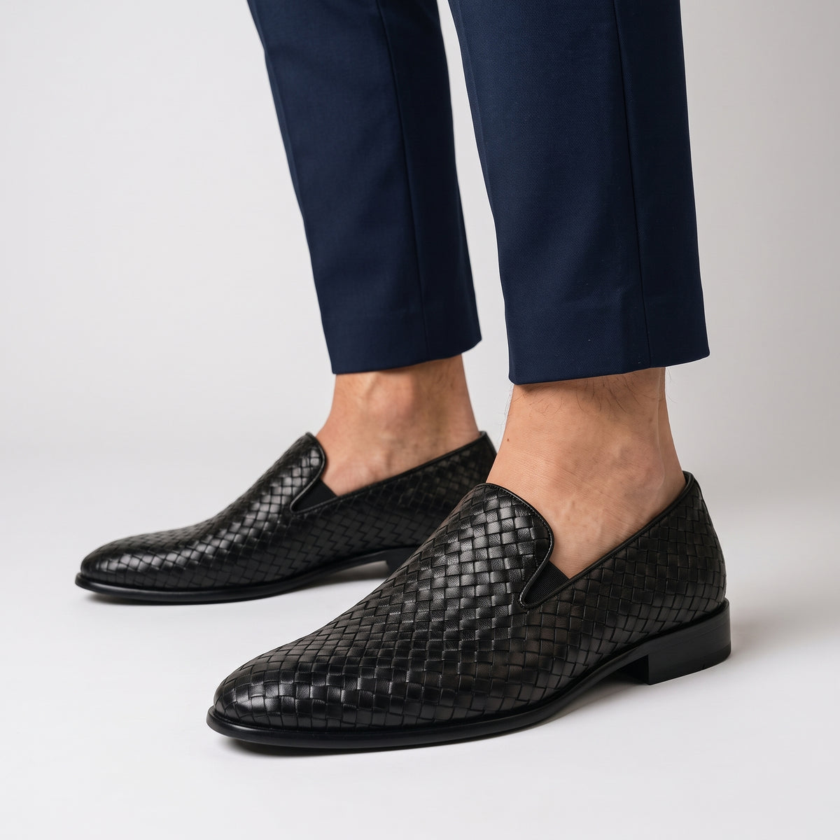 Herren Geflochtene Loafer – Regular Fit — Schwarz