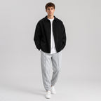Herren Cord-Overshirt mit Brusttasche – Regular Fit — Schwarz