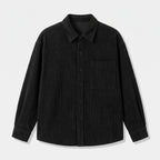 Herren Cord-Overshirt mit Brusttasche – Regular Fit — Schwarz
