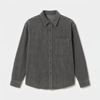 Herren Cord-Overshirt mit Brusttasche – Regular Fit — Dunkelgrau