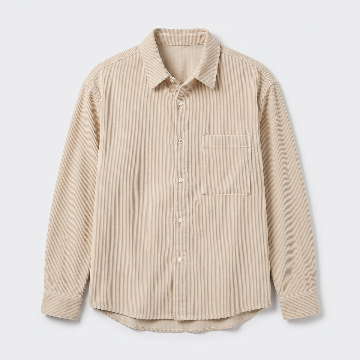 Herren Cord-Overshirt mit Brusttasche – Regular Fit — Khaki