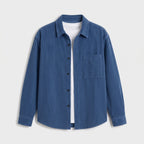 Herren Cord-Overshirt mit Brusttasche – Regular Fit — Blau