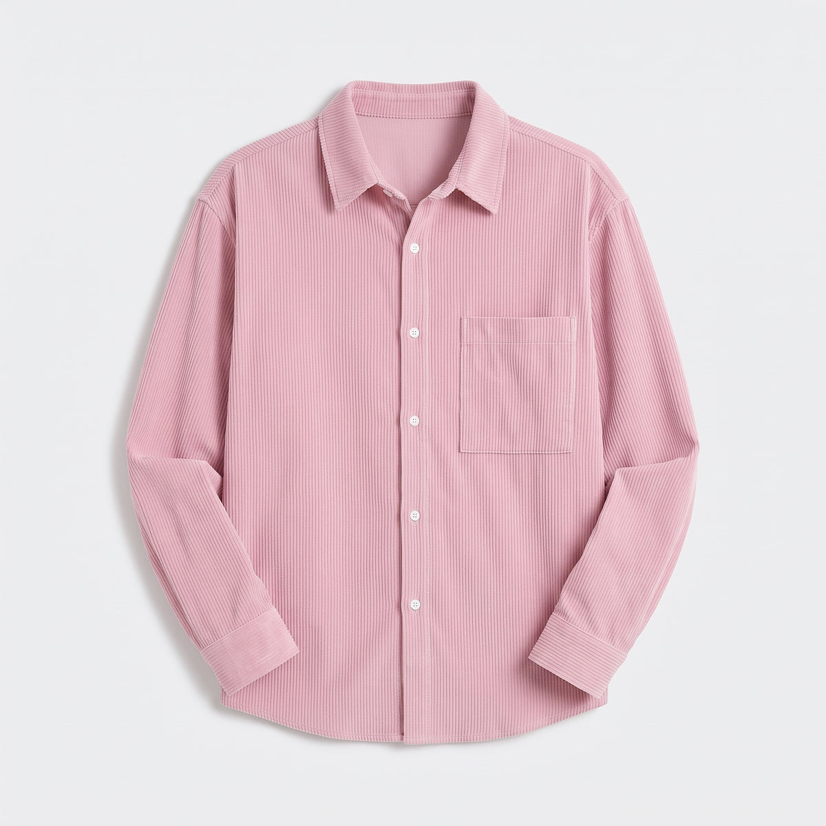 Herren Cord-Overshirt mit Brusttasche – Regular Fit — Rosa