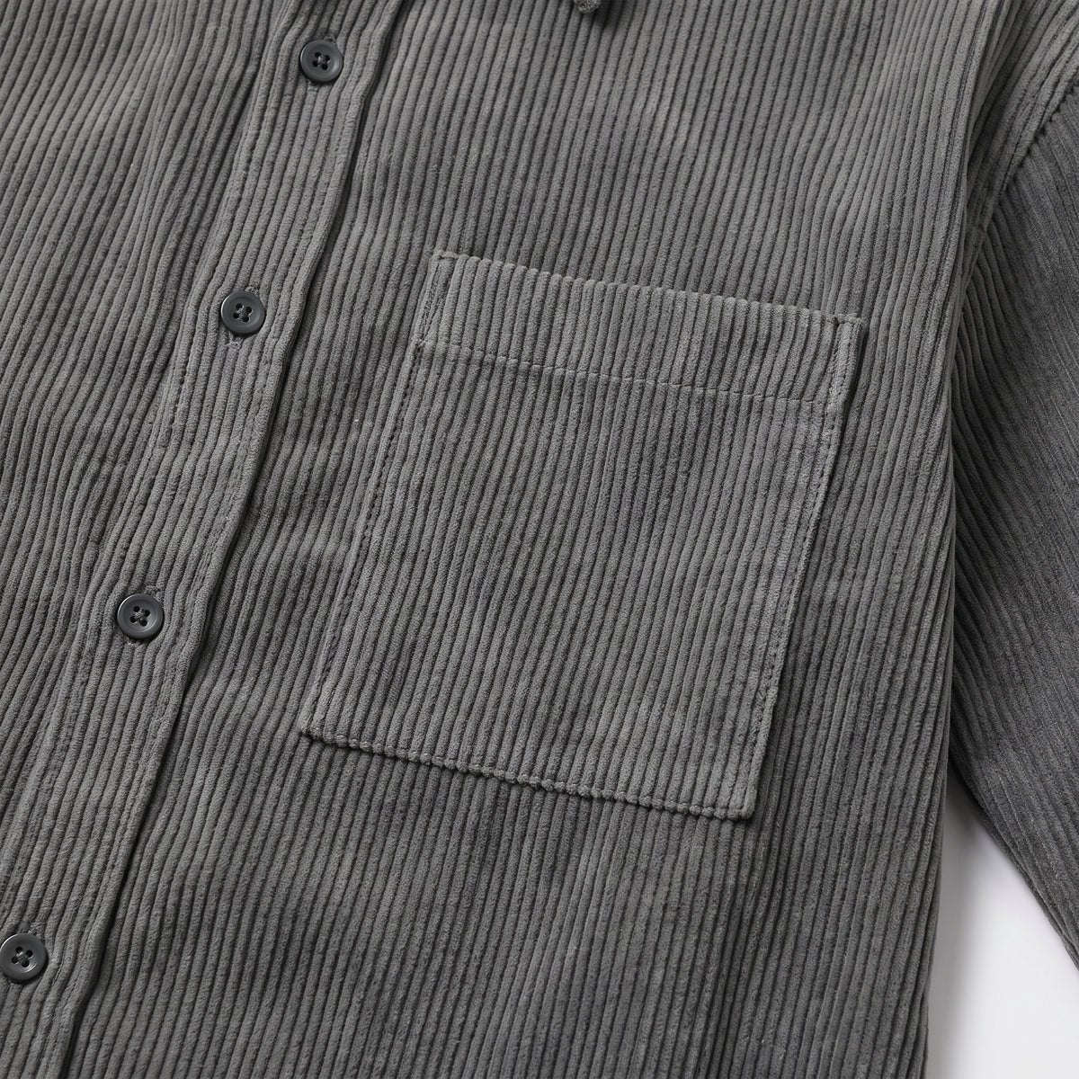 Herren Cord-Overshirt mit Brusttasche – Regular Fit — Dunkelgrau