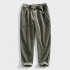 Herren Baumwoll-Cordhose mit elastischem Bund – Relaxed Fit — Armeegrün