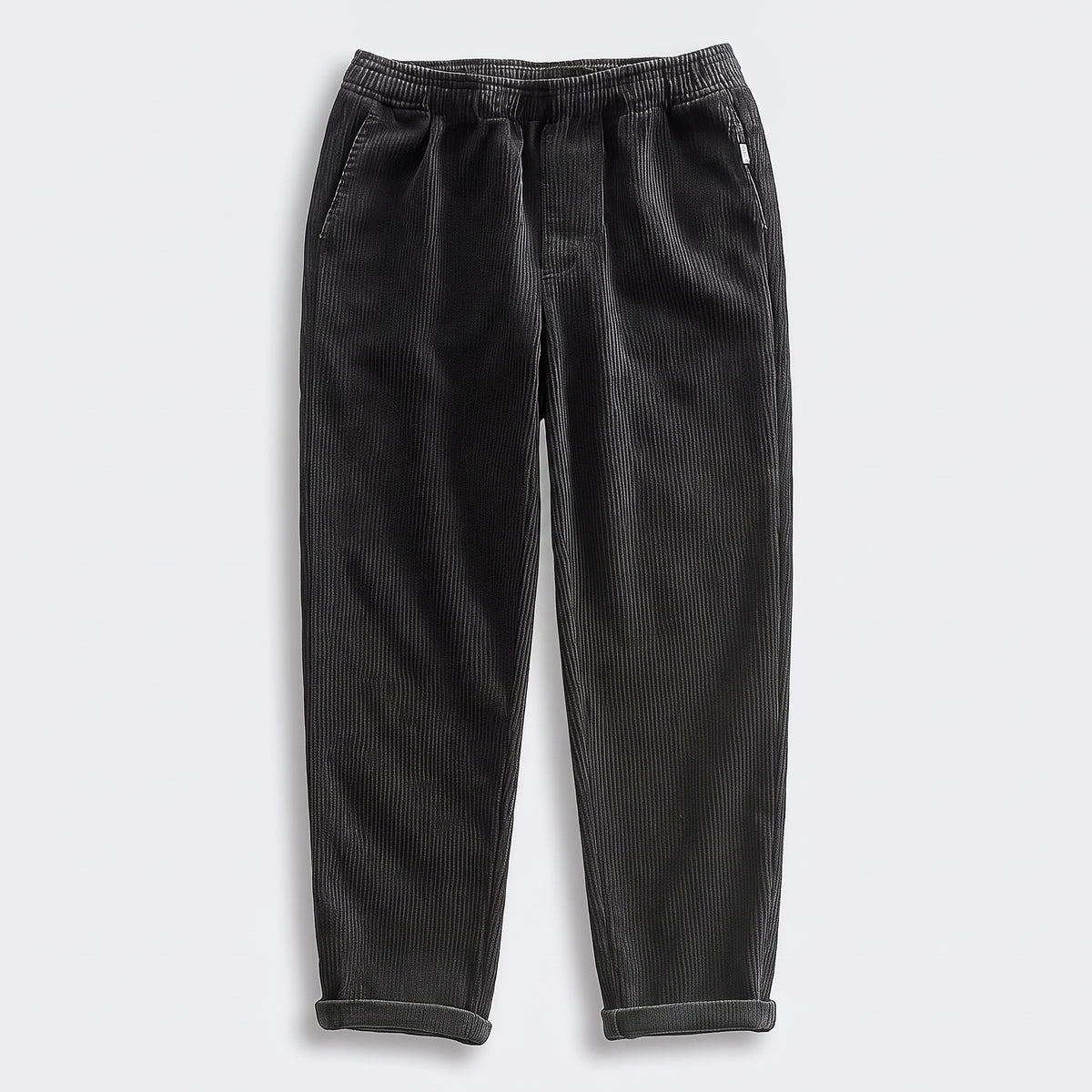 Herren Baumwoll-Cordhose mit elastischem Bund – Relaxed Fit — Onyx Schwarz