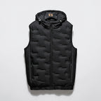 Herren Wattierte Steppweste mit Kapuze – Regular Fit — Schwarz