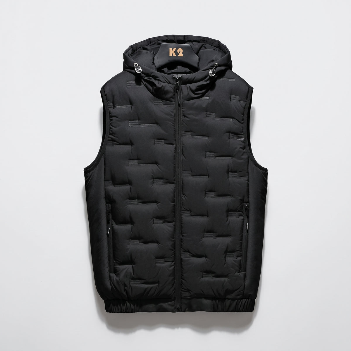 Herren Wattierte Steppweste mit Kapuze – Regular Fit — Schwarz