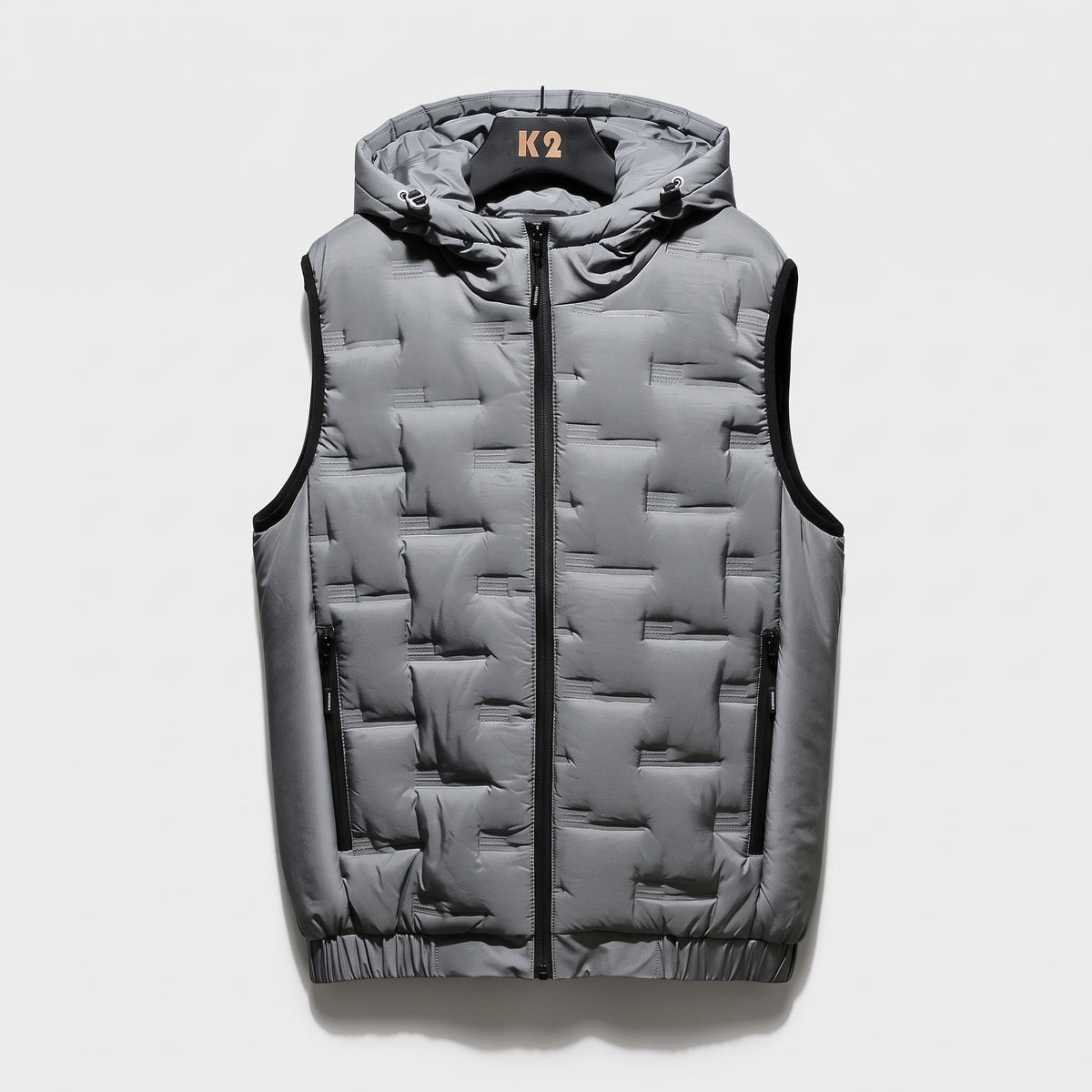 Herren Wattierte Steppweste mit Kapuze – Regular Fit — Grau