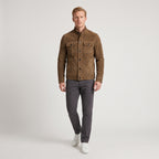 Herren Wildlederjacke mit Stehkragen – Regular Fit — Braun