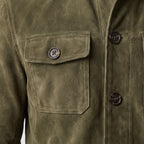 Herren Wildlederjacke mit Stehkragen – Regular Fit — Olive