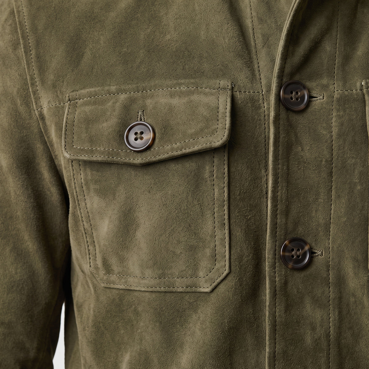 Herren Wildlederjacke mit Stehkragen – Regular Fit — Olive