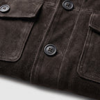 Herren Wildlederjacke mit Stehkragen – Regular Fit — Schwarz