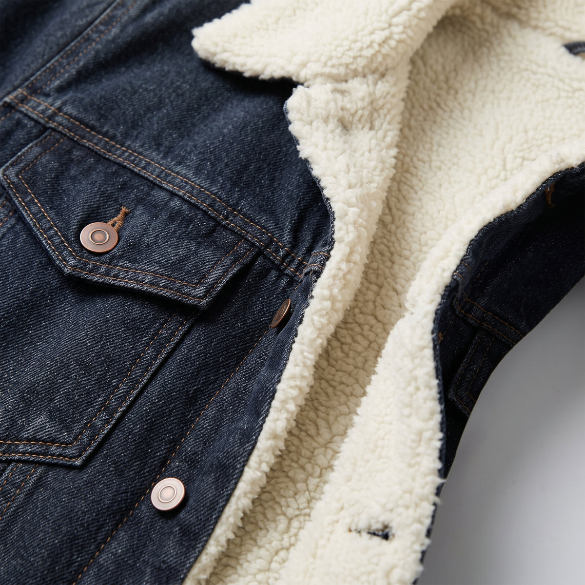 Herren Jeansjacke mit Teddyfutter – Regular Fit — Schwarz