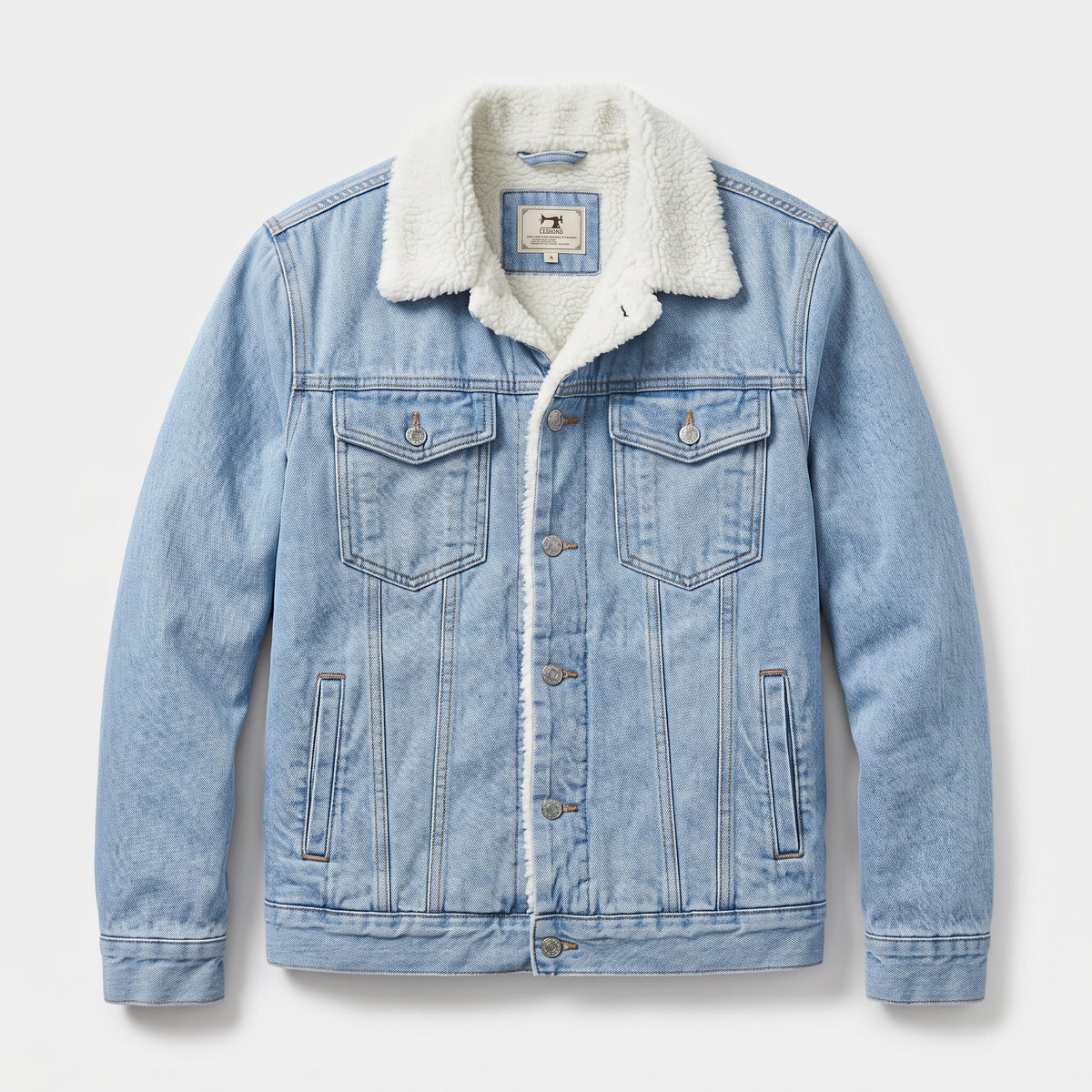 Herren Jeansjacke mit Teddyfutter – Regular Fit — Hellblau