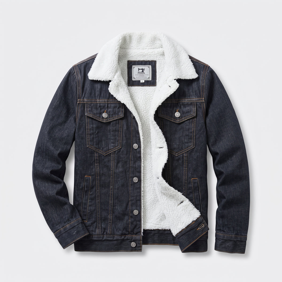 Herren Jeansjacke mit Teddyfutter – Regular Fit — Schwarz
