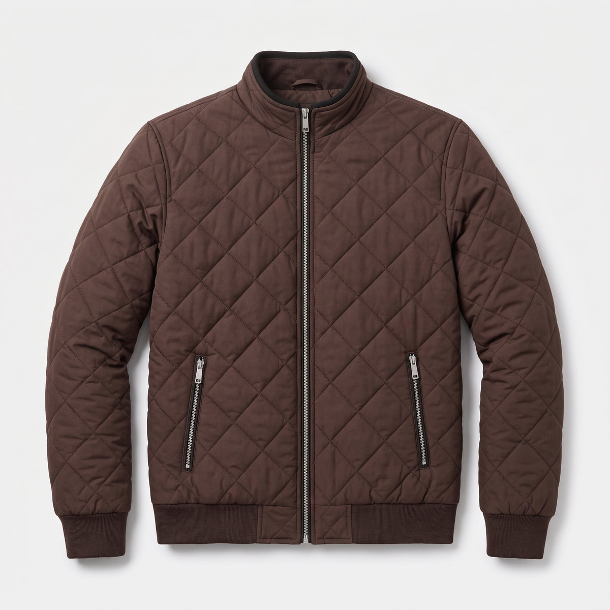 Herren Steppjacke mit Stehkragen – Regular Fit — Dunkelrot-A