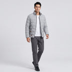 Herren Wattierte Übergangsjacke mit Reißverschluss – Regular Fit — Grau