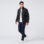 Herren Wattierte Übergangsjacke mit Reißverschluss – Regular Fit — Schwarz