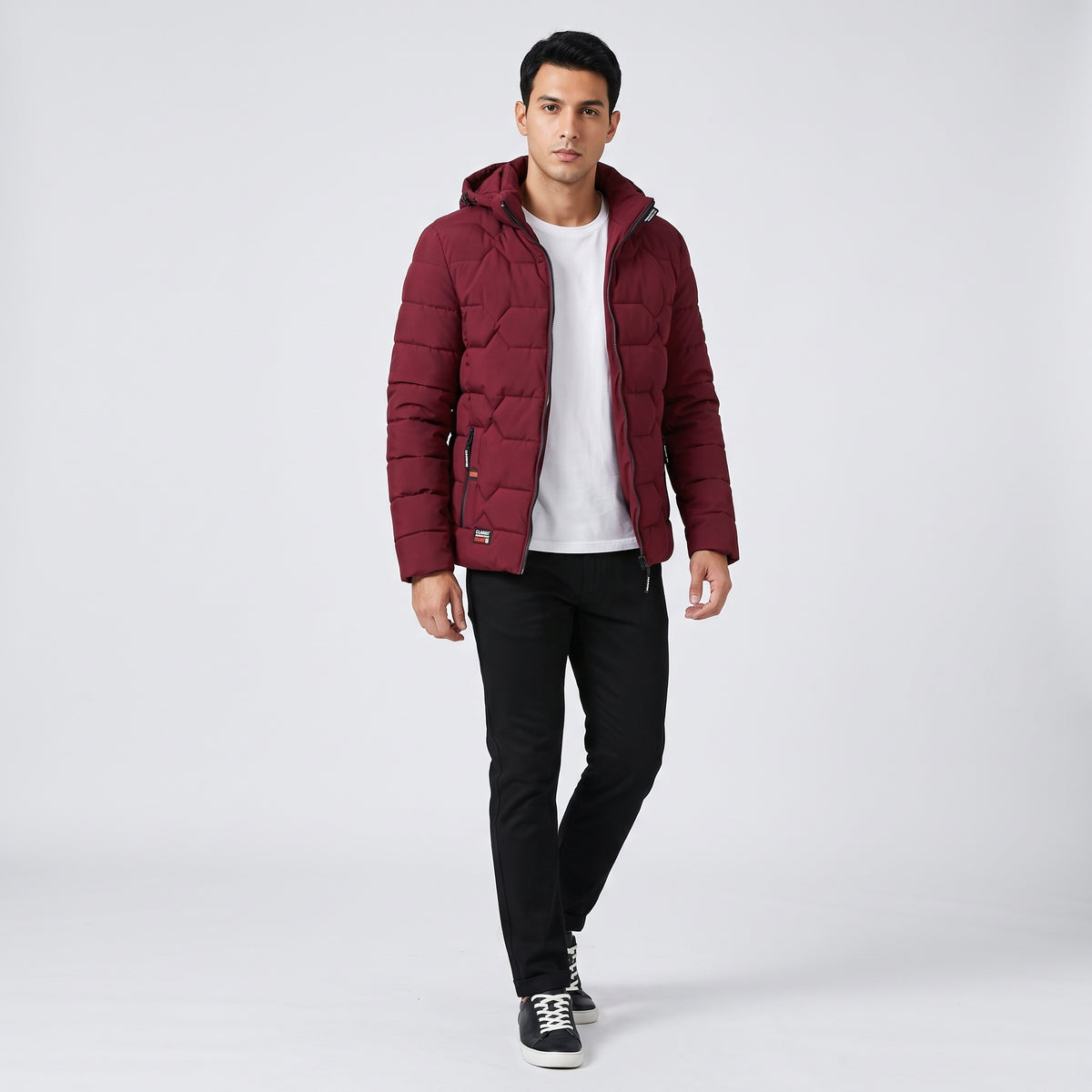 Herren Wattierte Übergangsjacke mit Reißverschluss – Regular Fit — Rot