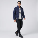 Herren Wattierte Übergangsjacke mit Reißverschluss – Regular Fit — Blau
