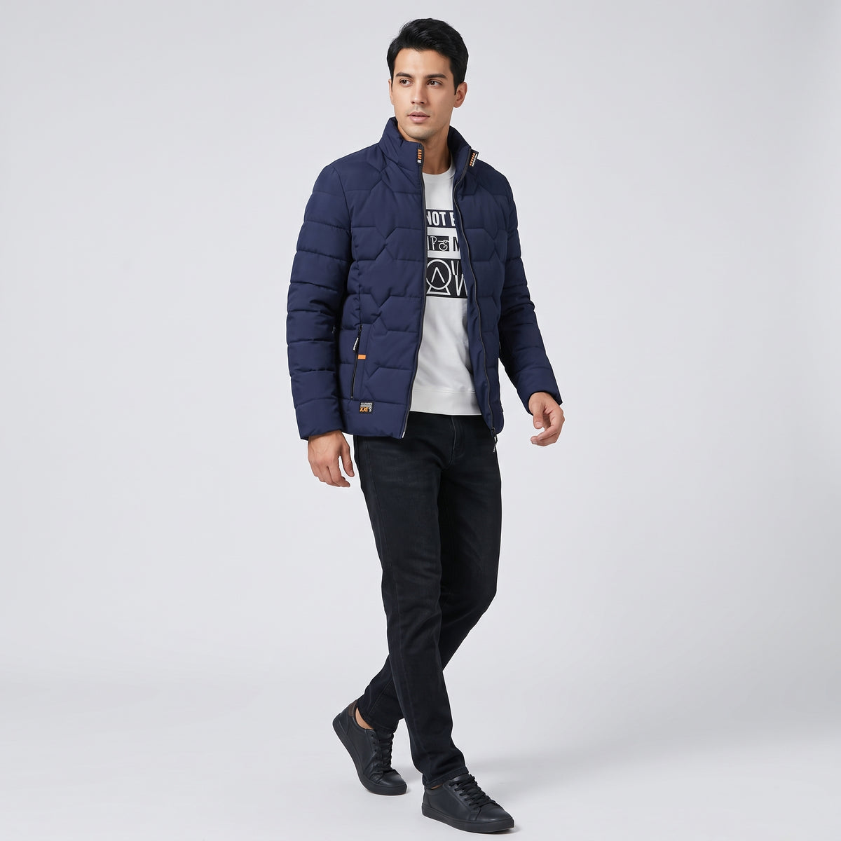 Herren Wattierte Übergangsjacke mit Reißverschluss – Regular Fit — Blau