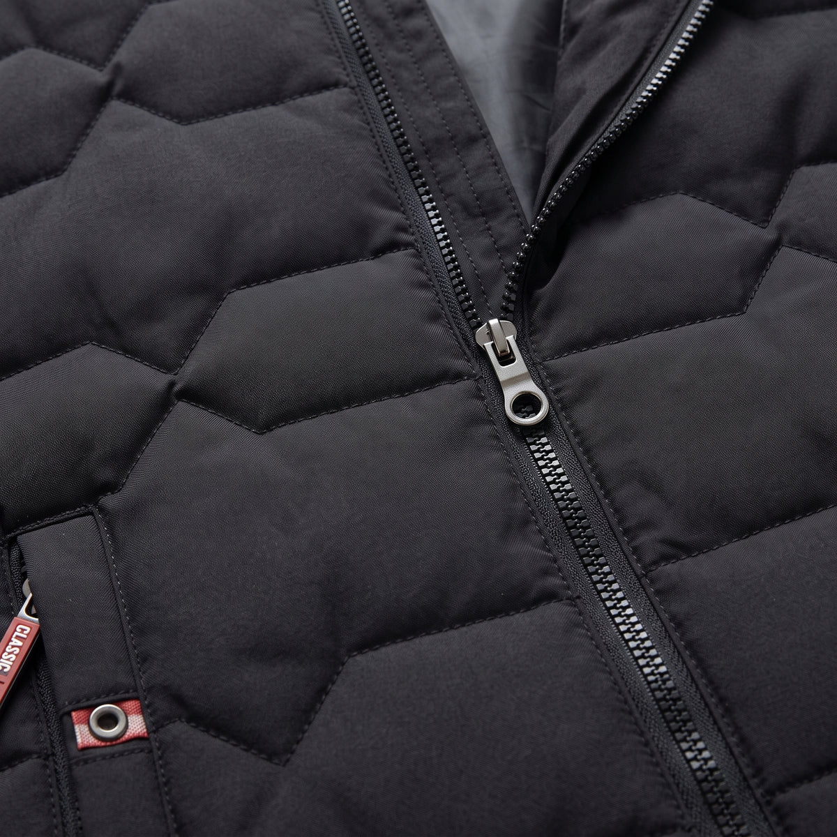 Herren Wattierte Übergangsjacke mit Reißverschluss – Regular Fit — Schwarz