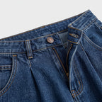 Damen Karottenhose mit Bundfalten – Regular Fit — Dunkelblau