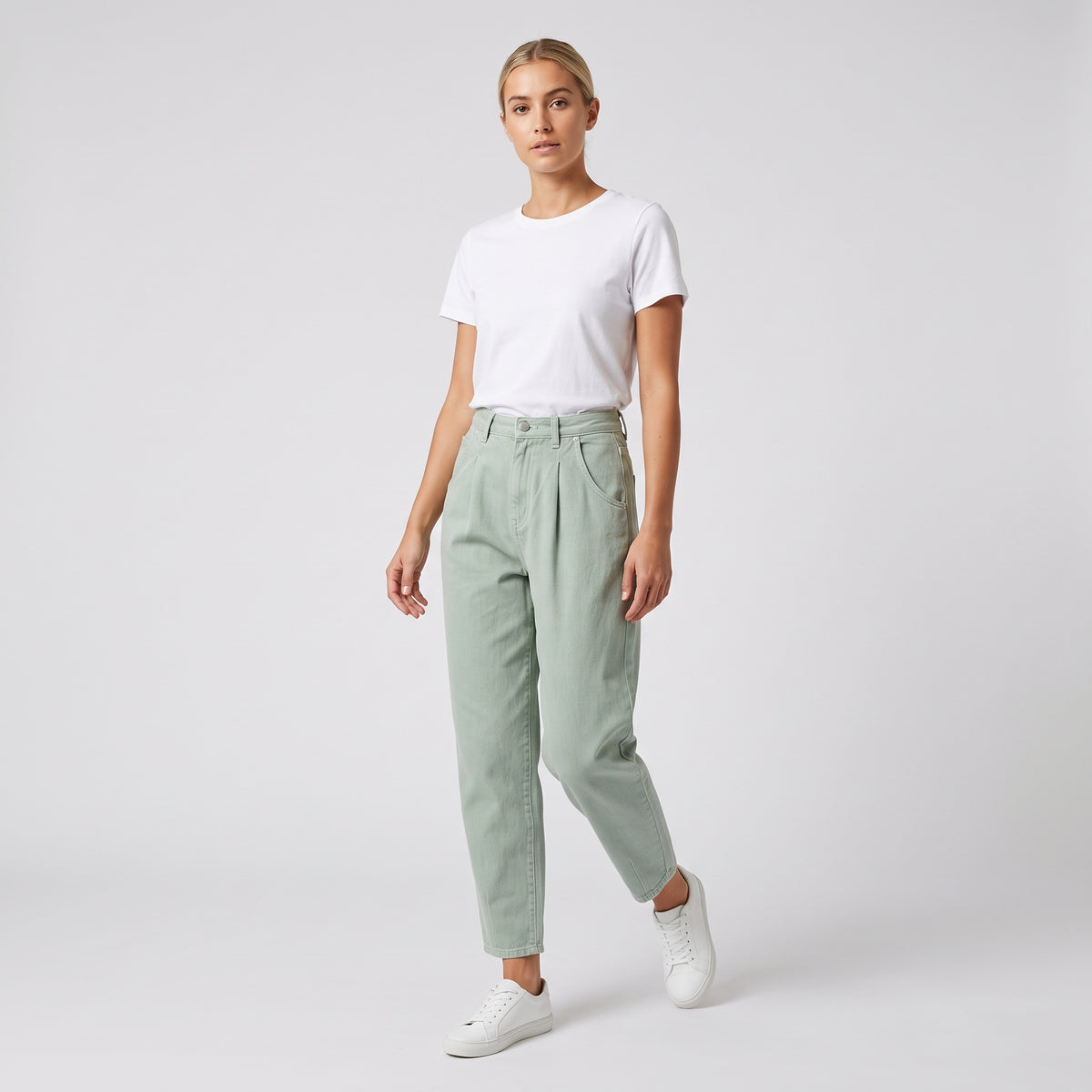 Damen Karottenhose mit Bundfalten – Regular Fit — Grün