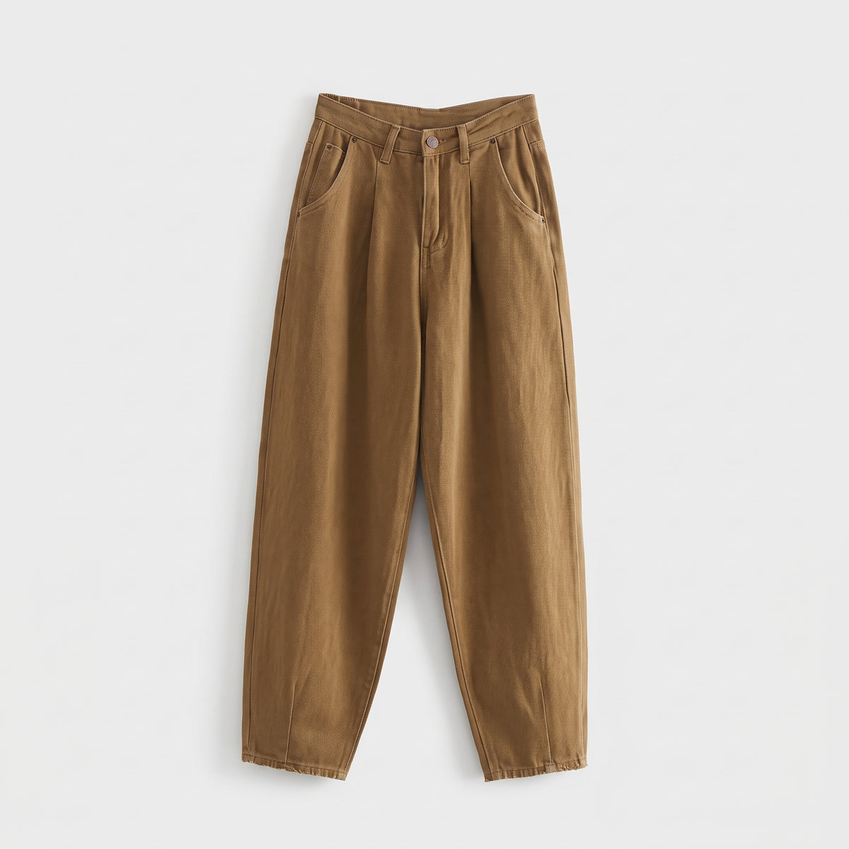 Damen Karottenhose mit Bundfalten – Regular Fit — Braun