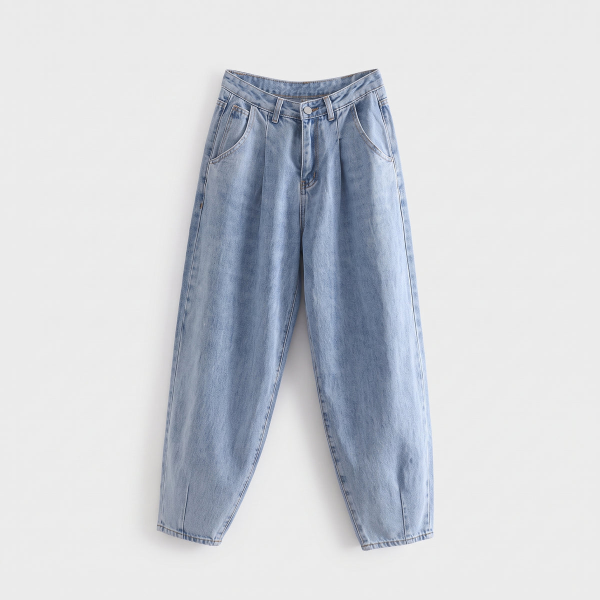 Damen Karottenhose mit Bundfalten – Regular Fit — Hellblau