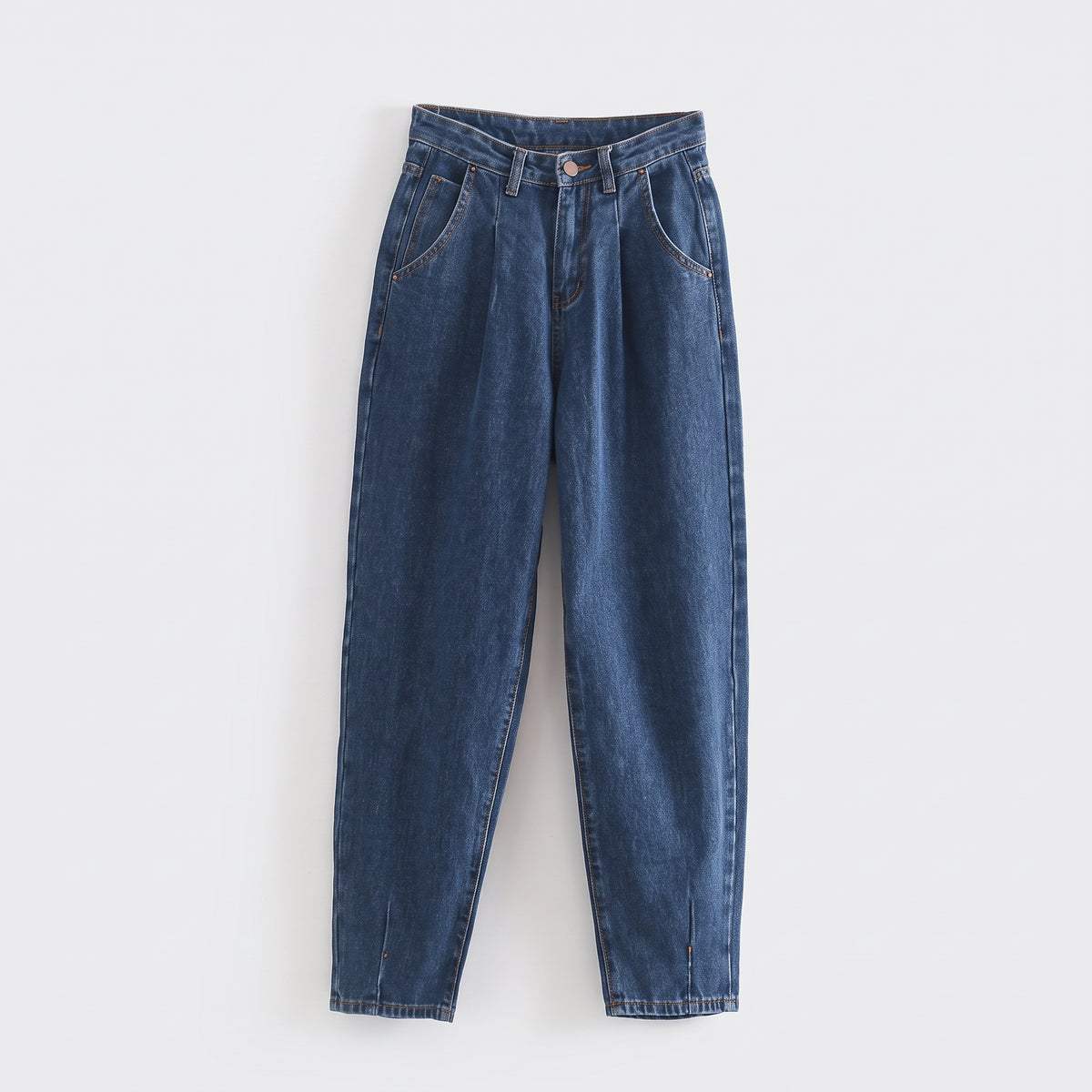 Damen Karottenhose mit Bundfalten – Regular Fit — Dunkelblau