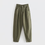 Damen Karottenhose mit Bundfalten – Regular Fit — Armeegrün