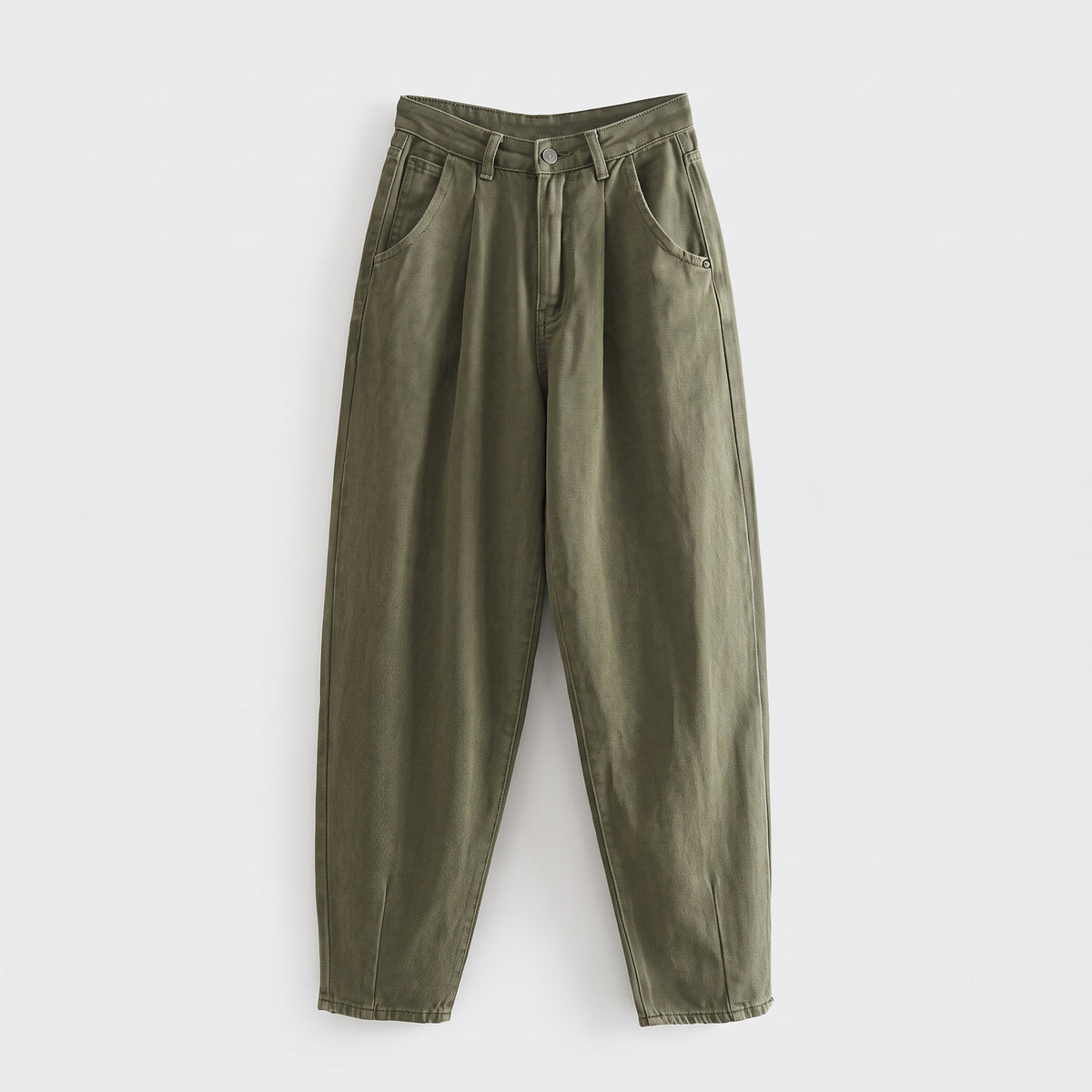 Damen Karottenhose mit Bundfalten – Regular Fit — Armeegrün