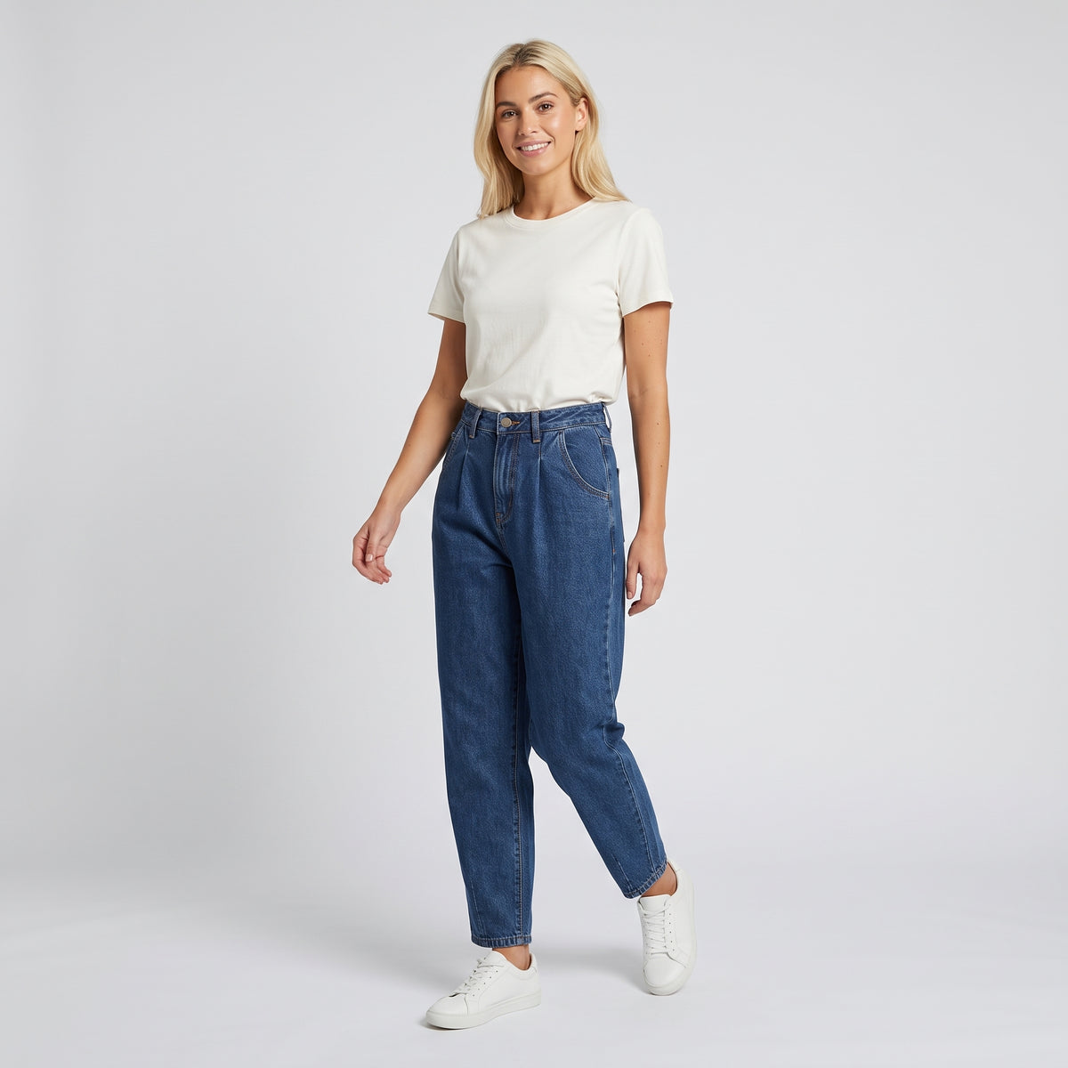 Damen Karottenhose mit Bundfalten – Regular Fit — Dunkelblau