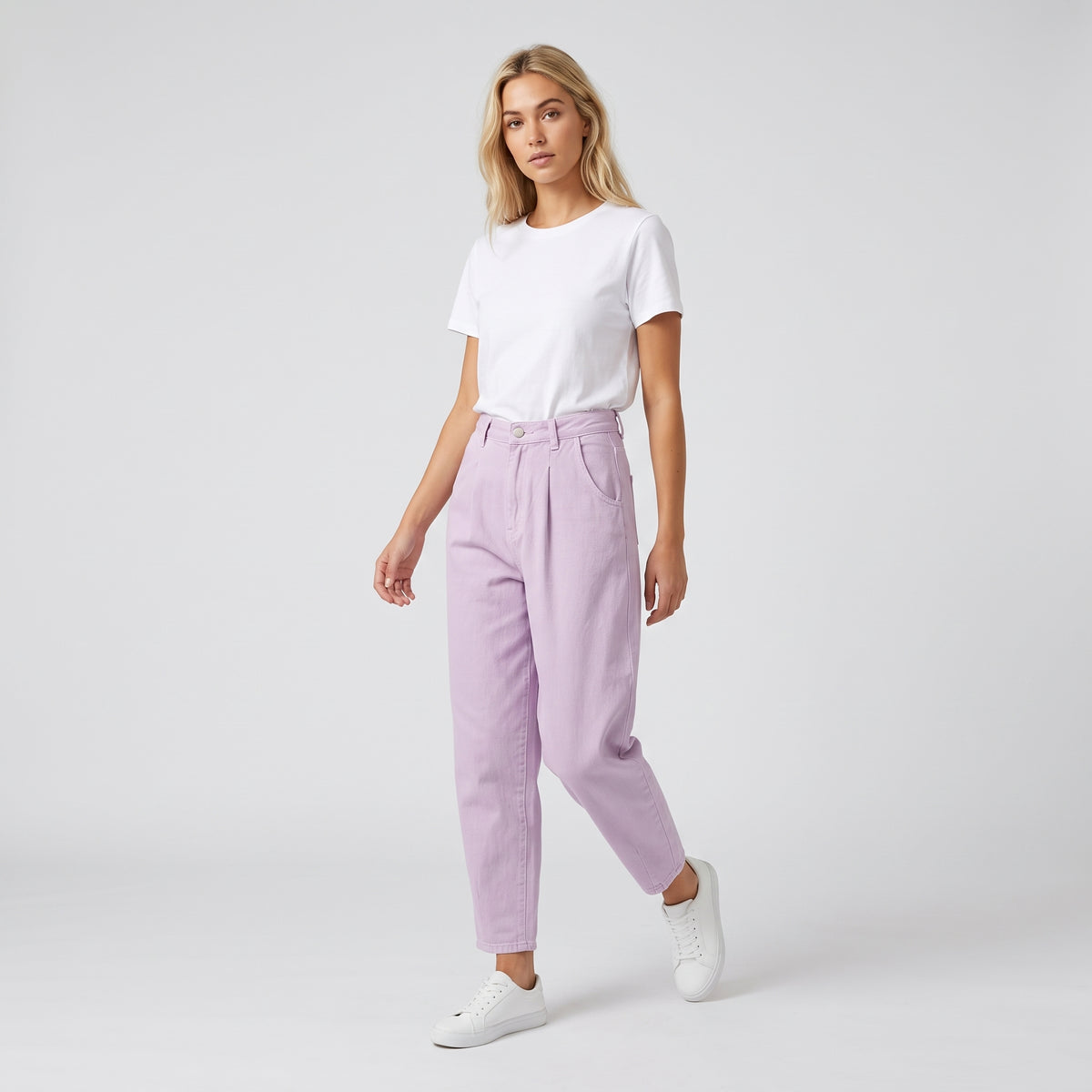 Damen Karottenhose mit Bundfalten – Regular Fit — Rosa
