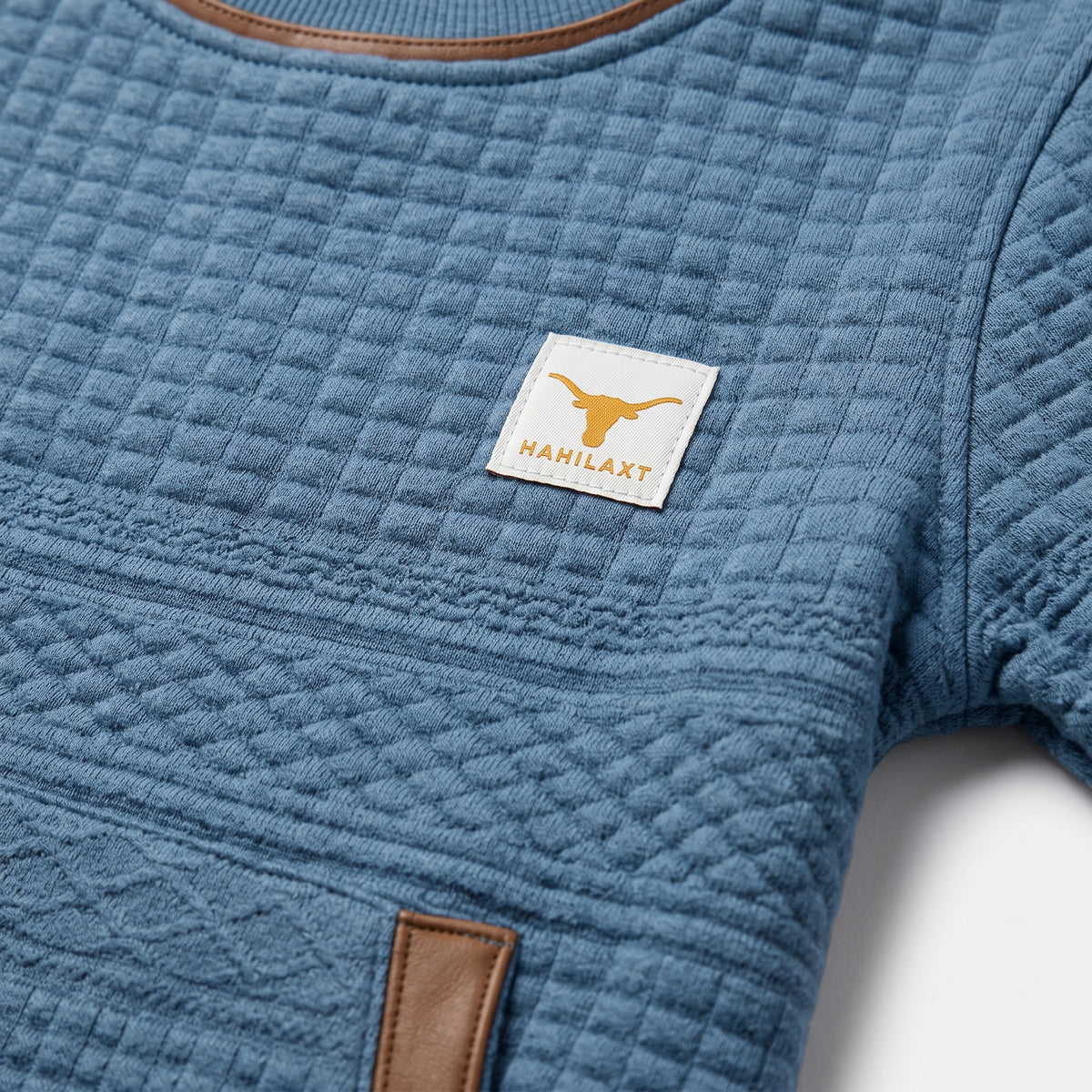 Damen Sweatshirt mit Rundhals und Kängurutasche – Relaxed Fit — Verwaschenes Blau