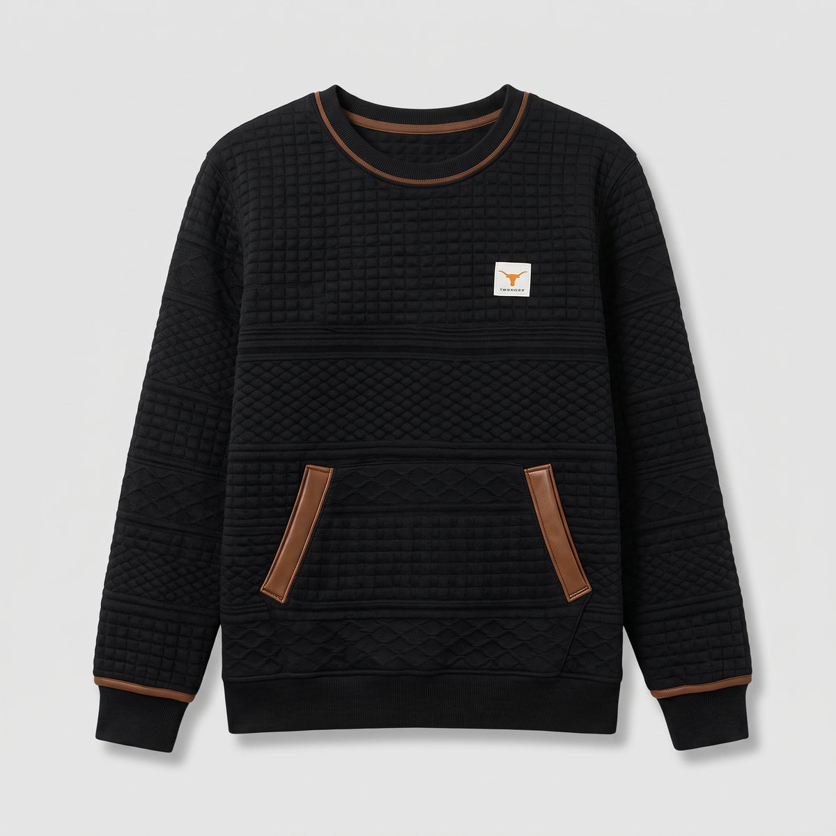 Damen Sweatshirt mit Rundhals und Kängurutasche – Relaxed Fit — Klassisches Schwarz