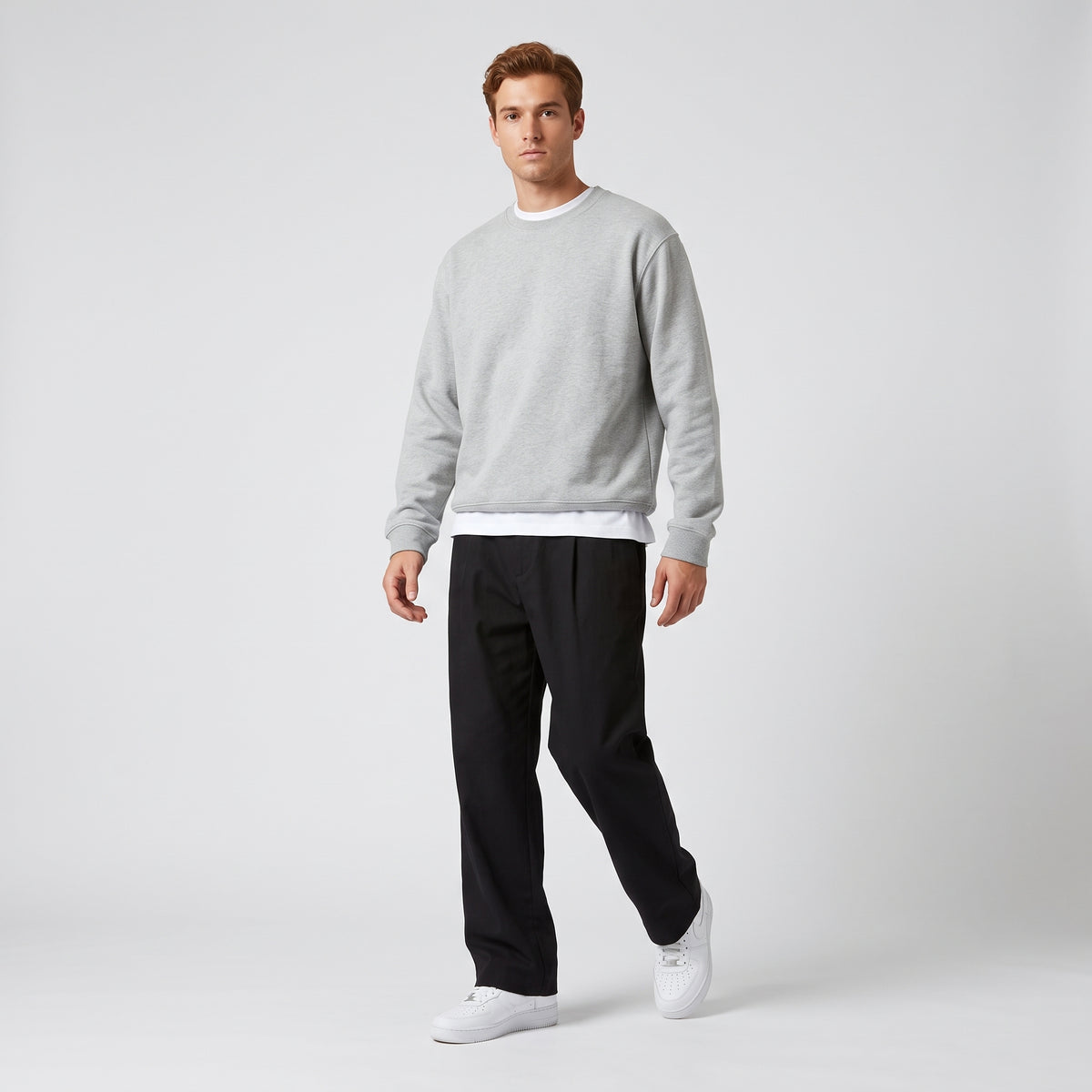 Herren Stoffhose mit geradem Bein – Relaxed Fit — SCHWARZ
