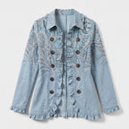 Damen Paisley-Jacke mit Rüschen – Relaxed Fit