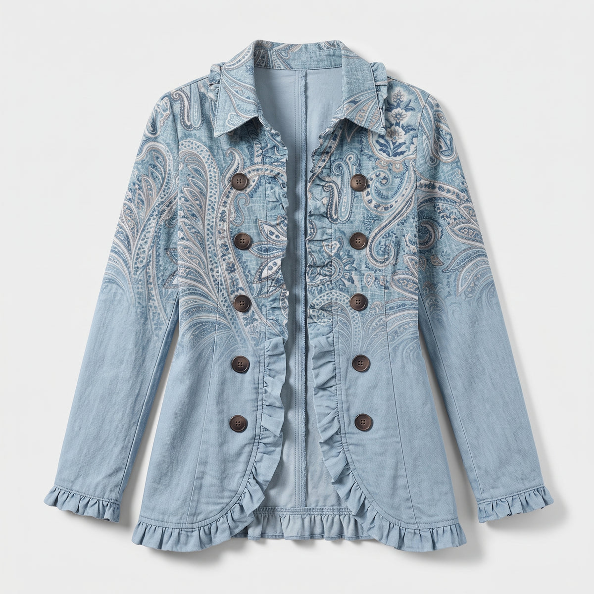 Damen Paisley-Jacke mit Rüschen – Relaxed Fit