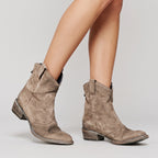 Damen Western-Stiefeletten in Wildlederoptik – Regular Fit — Braun