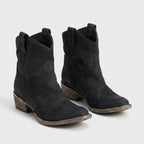 Damen Western-Stiefeletten in Wildlederoptik – Regular Fit — Schwarz