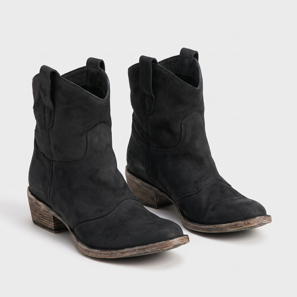Damen Western-Stiefeletten in Wildlederoptik – Regular Fit — Schwarz