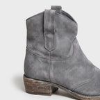 Damen Western-Stiefeletten in Wildlederoptik – Regular Fit — Grau