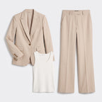 Damen Hosenanzug mit High-Waist-Hose – Slim Fit — Beige
