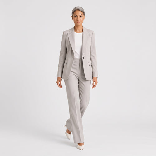 Damen Hosenanzug mit High-Waist-Hose – Slim Fit — Grau
