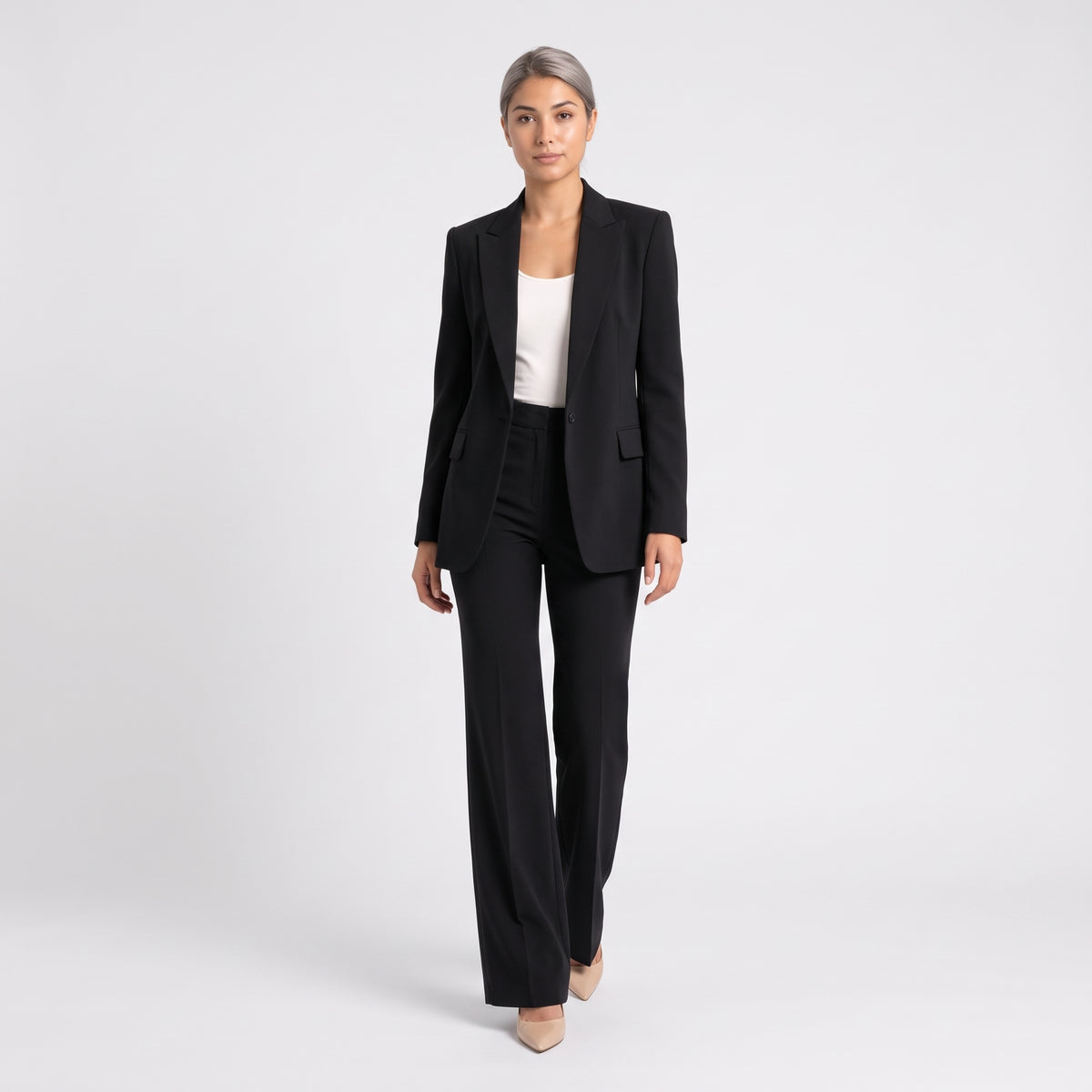 Damen Hosenanzug mit High-Waist-Hose – Slim Fit — Schwarz